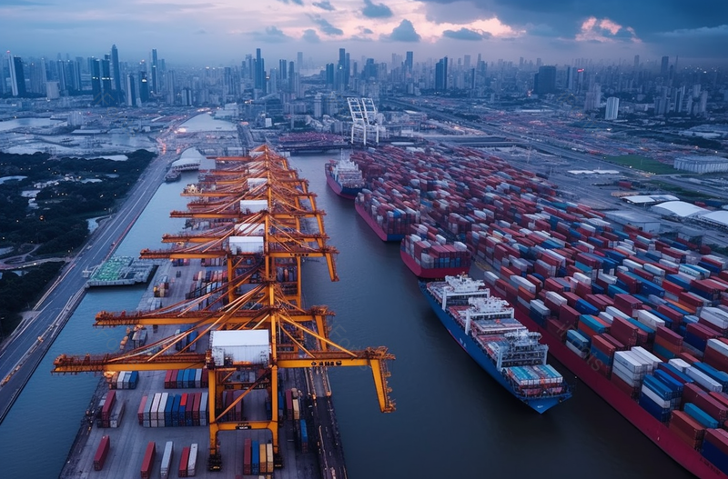 曼谷集装箱港口和物流的鸟瞰图,高清,摄影图,摄影图片,图片大全,摄影图免费下载